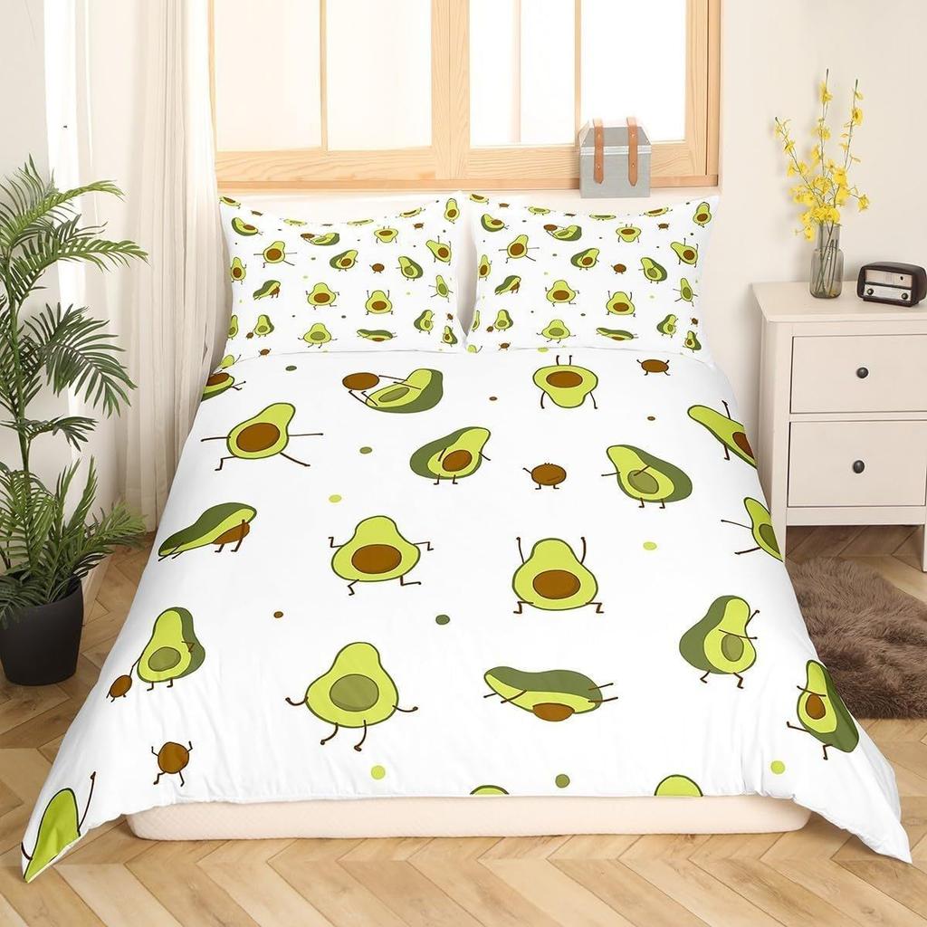 Avocado Duvet Cover Three-piece Set Fun Pattern Bedding Set with Pillowcase