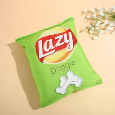 Luxury Classic Plush Dog Cat Toy Eco-Friendly Cotton Cross-Border Pet Products Sound Simulation Potato Chips Voice Squeak Toys зелёный