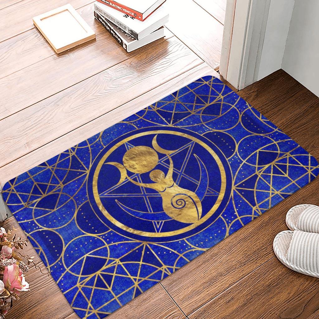 Triple Moon Goddess Doormat Mat Anti-Slip Pentagram Pagan Wiccan Kitchen Bath Balcony Rug Carpet 40*60cm