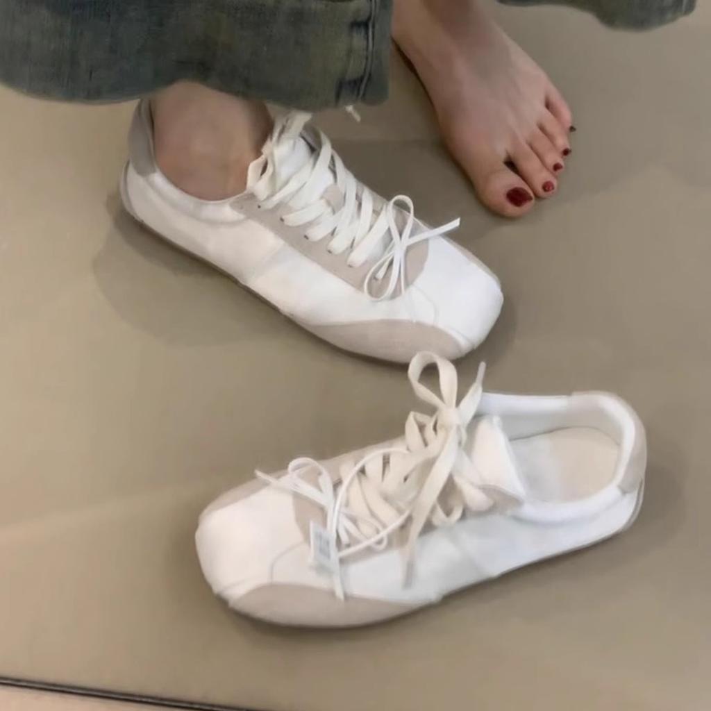 Rindslederversion~ Französische Schleife Deutsche Trainingsschuhe Damen Schnür-Ballett-Freizeit-Sportschuhe vielseitige Forrest Gump Schuhe