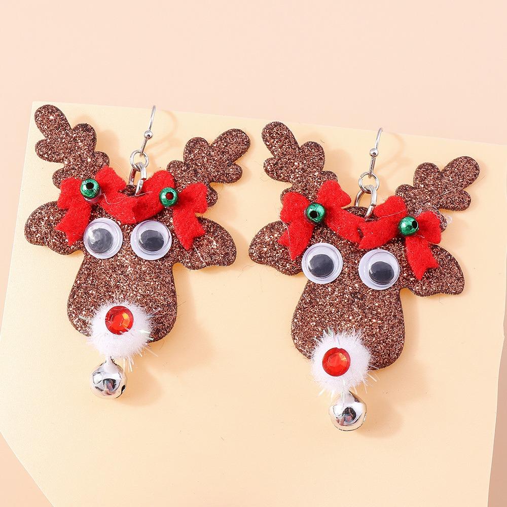 Xmas Tree Christmas Drop Earrings Party Festival Wreath Circle Earrings New Year Earrings  Holiday