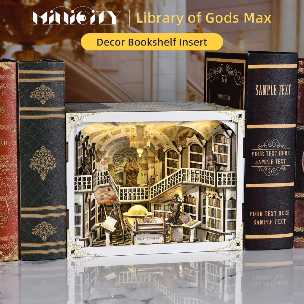 MiniCity DIY Book Nook Kit Miniature House Kit BookNook Suitable for and Birthday Collectible with LED Light Library - - - Beginners, Teenagers,