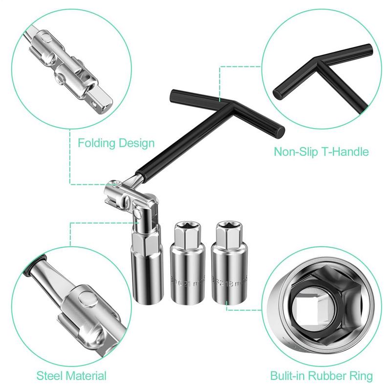 16mm 18mm 21mm 4pcs Set Spark Plug Wrench Spark Plug Removal Heavy-duty Carbon Steel Spark Plug Car Repair Tool