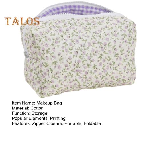 Cosmetic Bag Flower Print Zipper Closure Makeup Brush Storage Bag Reusable Makeup Organizer Toiletries And Beauty Tools Pouch