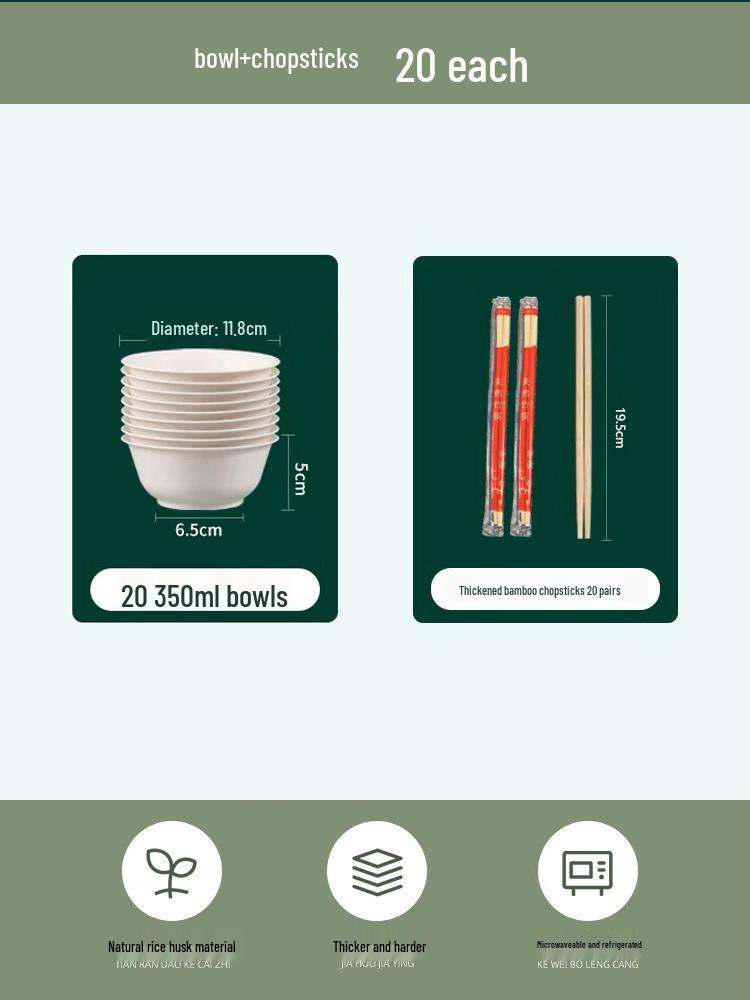 Eco-Friendly Rice Husk Tableware Set: Bowl, Chopsticks, Spoon & Cup – Recyclable & Food-Grade for Dining, Parties, Home, & Picnics (4-Piece)