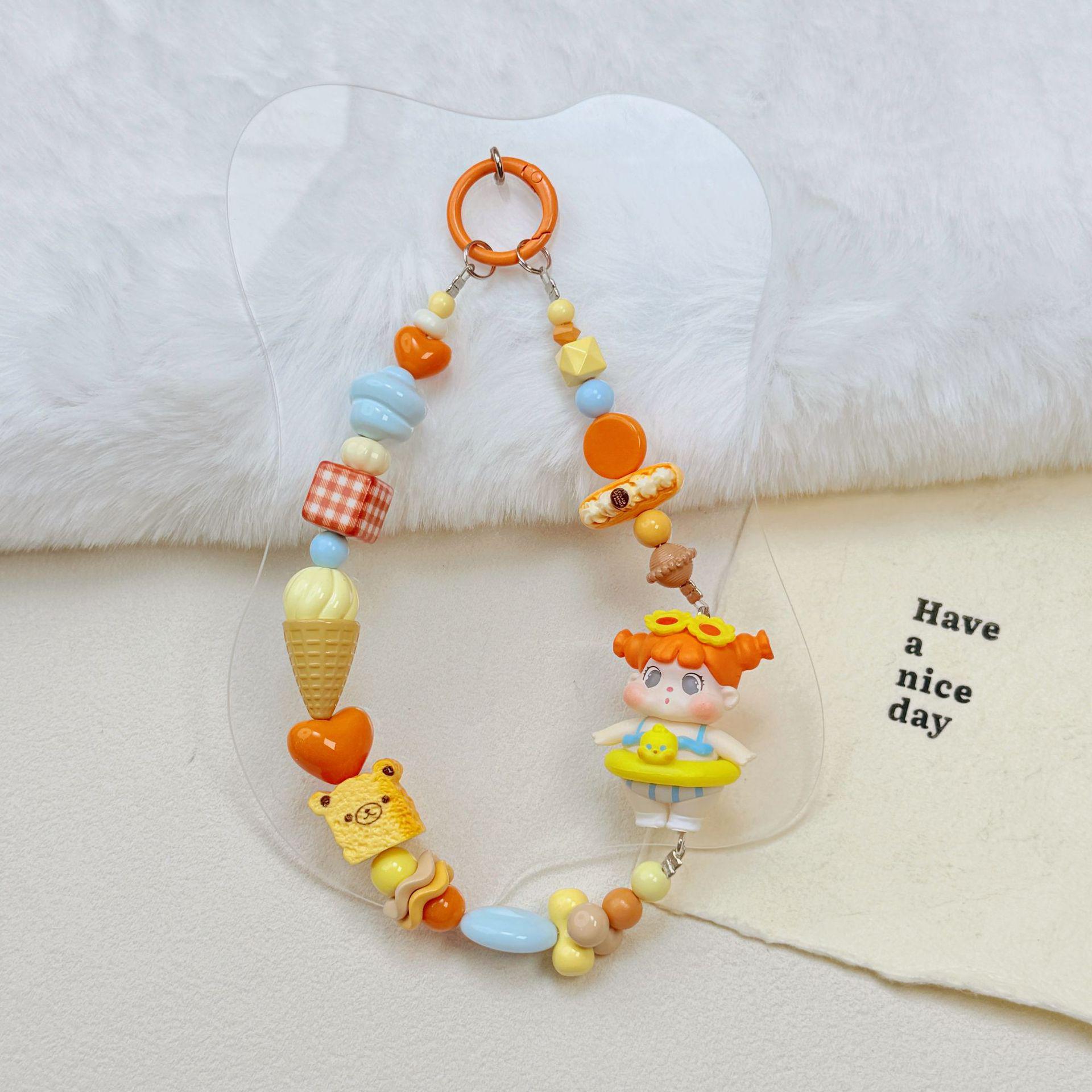 Qoqo Custom Doll Cute Bead Phone Chain & DIY Beaded Phone Case Pendant Bag Charm