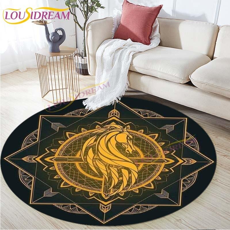 Yin Yang Round Mats Ying Yang Pentagram Area Rug Carpets for Living Room Bedroom Tatami Circle Carpet Kids Play Mat Round Carpet