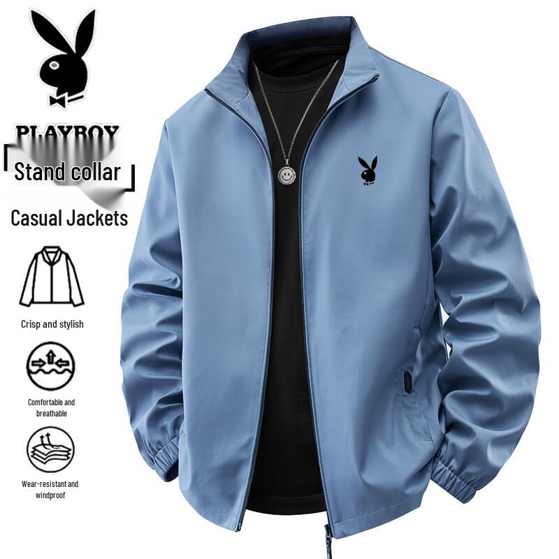 Playboy Men's Stand Collar Windproof Casual Jacket