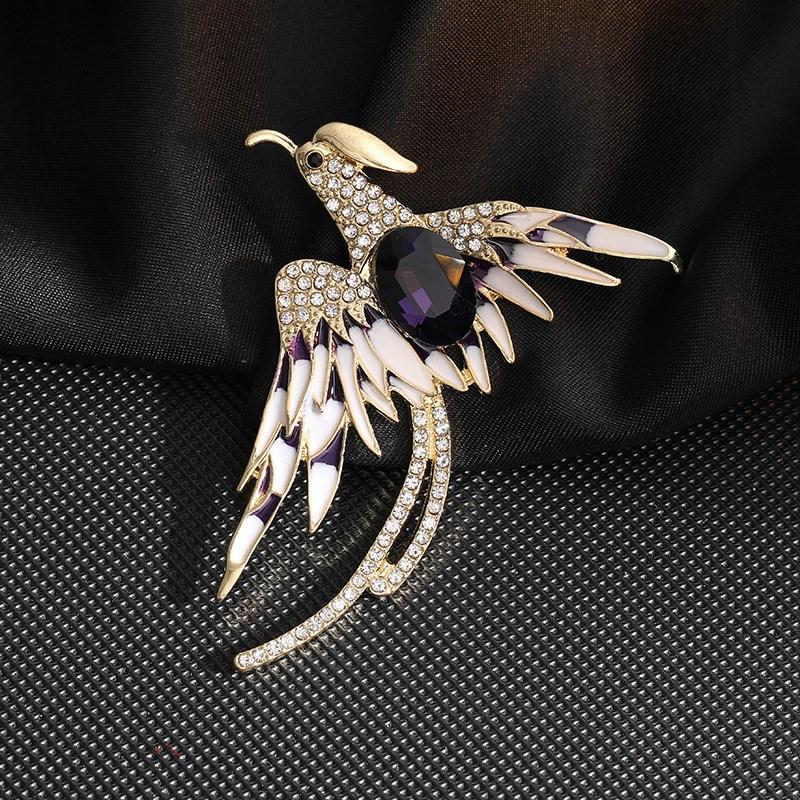 SKEDS Classic Crystal Pearl Phoenix Alloy Broocch Pin For Women Men Fashion Exquisite Rhinestone Badges Creative Animal Corsage