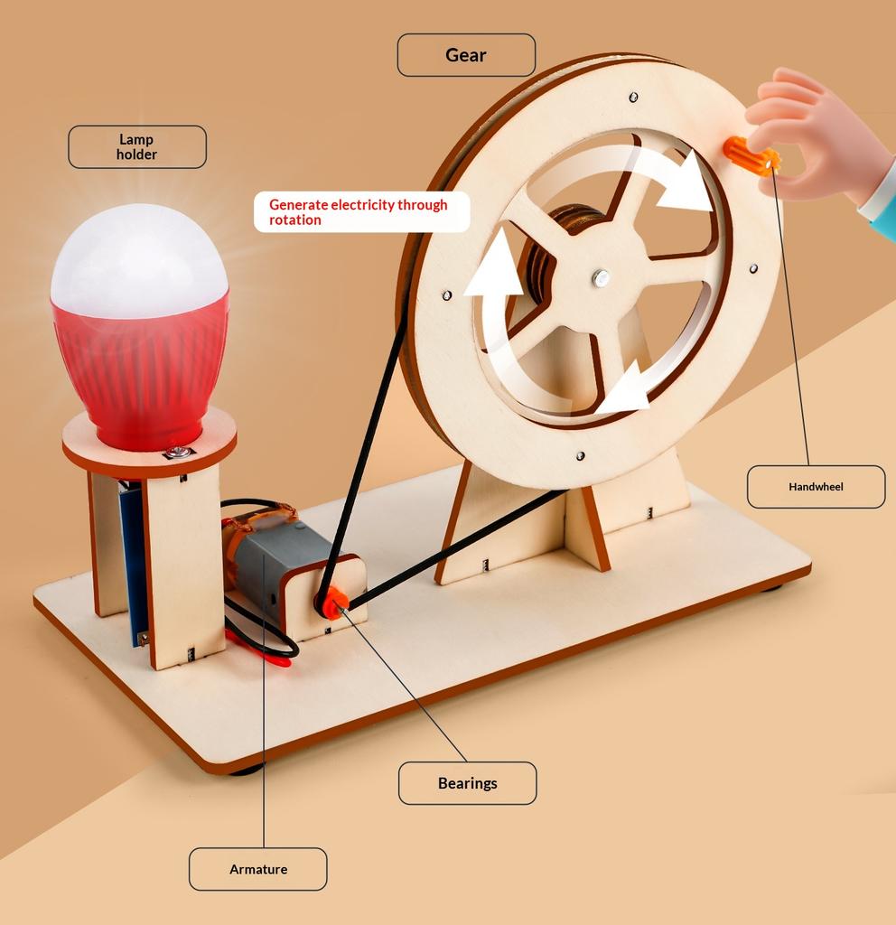 Hand-Cranked Generator - Student Science And Technology Children'S Handmade Diy Material Random Color Educational Kit