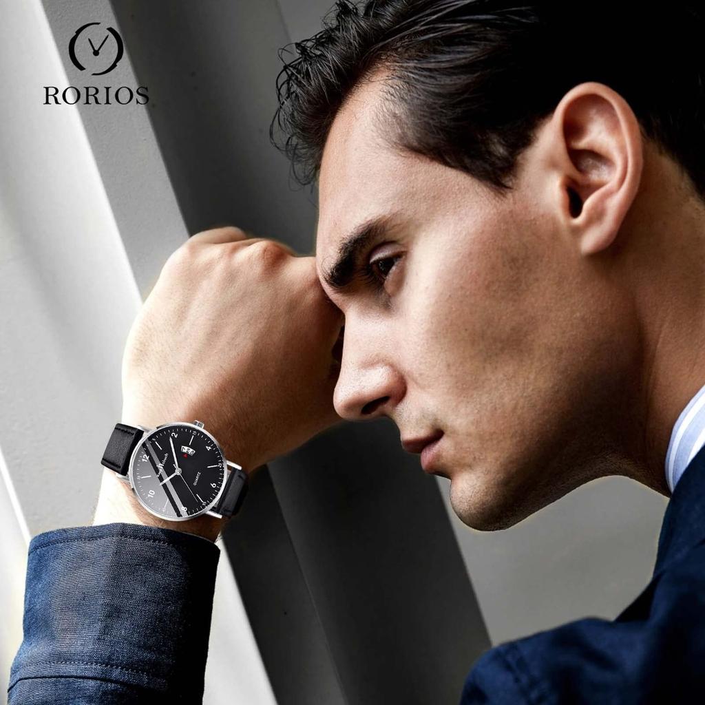 RORIOS Datum Quarz Weihnachten Silber Schwarz A Herrenuhr, Anzeige, Uhr, Leuchtend, Leichtgewicht, Multifunktional, Wasserdicht, Arbeit, Pendeln, Stilvoll,