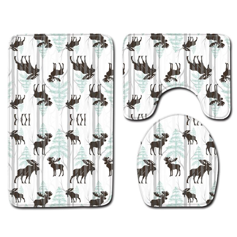 Animal Tree Print Bathroom Decorative Carpet Non-Slip Floor Mat Door Mat