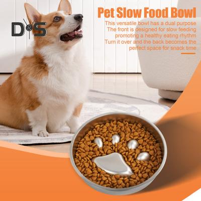 900ml Dog Slow Feeder Bowl Anti Slip Dog Slow Feeder Dry Wet Food Feeding Bowl Cute Cat Paw Bone Design Dog Bowl for Large Breeds