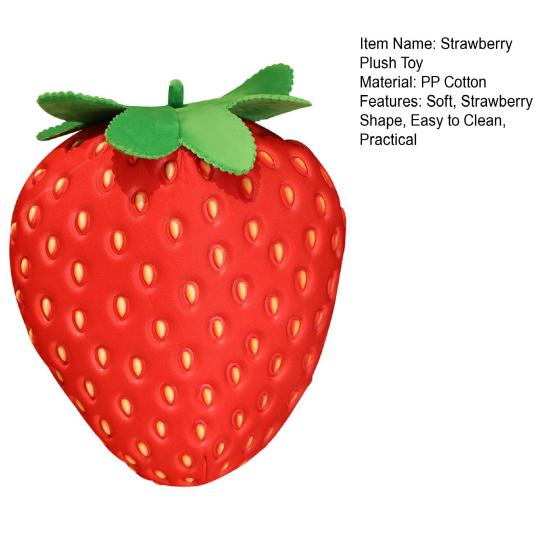 Strawberry Plush Toy Eco-friendly No Odor Easy To Clean Cute Cartoon Fruit Soft Stuffed Doll Pillow Cushion