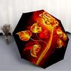 1PC Flame Rose Automatic Folding Umbrella Portable Collapsible 8-Rib Umbrella for All Seasons, Casual Outdoor Accessory, A31