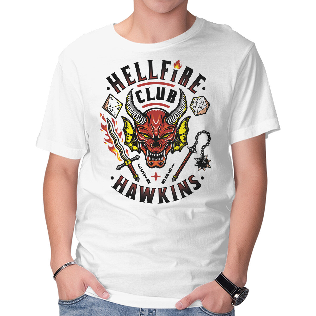 Unisex Crew Neck T-Shirt Hellfire Club Graphic Short Sleeve Casual Tee XL