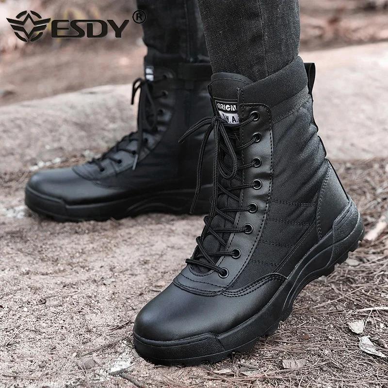 Men's Boots Combat Mens Ankle Boot Tactical Big Size 36-46 Boot Male Shoes Work Safety Shoes Men Motocycle Boots