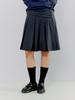 Opish Folded Waist Pleats Wool Skirt, Charcoal