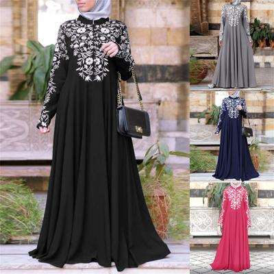 Vestido musulmán para mujer Kaftan árabe Jilbab Abaya Vestido largo con costura de encaje islámico