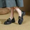 Fashion /Autumn Women Shoes Platform Shoes Women Round Toe Chunky Heel Shoes Women Loafers Leather Shoes Plaid Metal Pumps