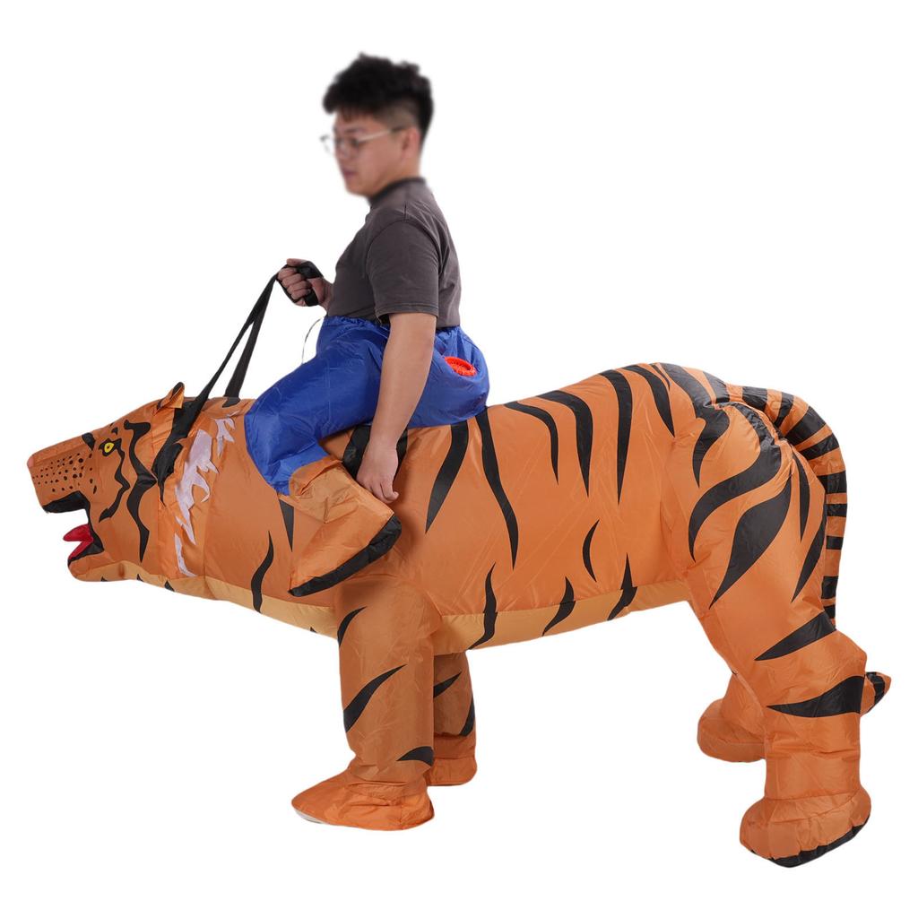 Costume de Tigre Gonflable Drôle Costume d'Animal Gonflable Corps Entier Taille L pour Hauteur de Corps 150-190cm