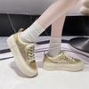Women Versatile Casual Flats Thick Sole Rhinestone Vintage Dirty Sneakers