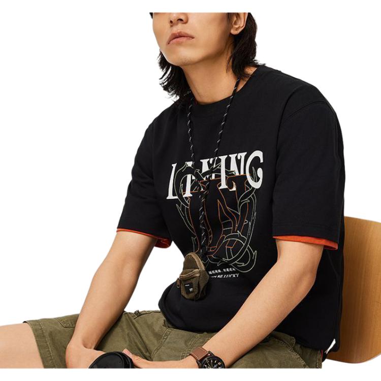 Li Ning Sports Life Collection T Shirt Men's Black AHSU315-3