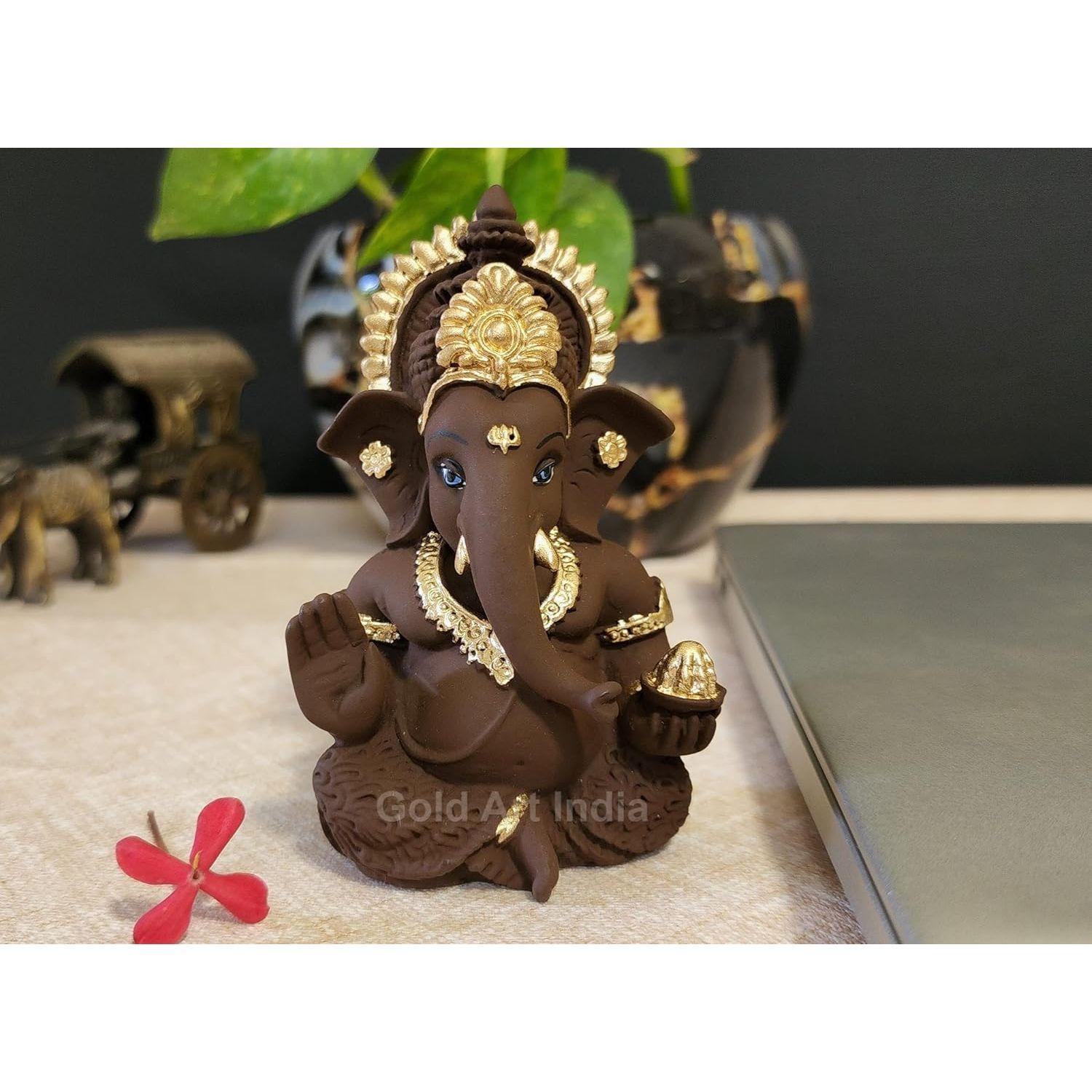 

Коричневая терракотовая статуэтка для идола Ганеши для приборной панели автомобиля Бог Ганеша идол для домашнего декора Ганапати для подарка 3,5 дюйма (Коричневая терракота), Идол коричневый
