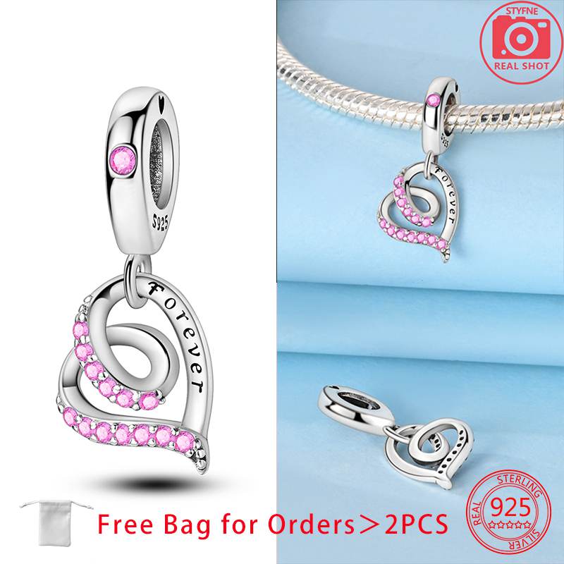 Endless Love Flower Bead Charms Hearts Charm Bead Charms originales copper Dangle Pendants Jewellery Birthday Charm Bead Charms for Women