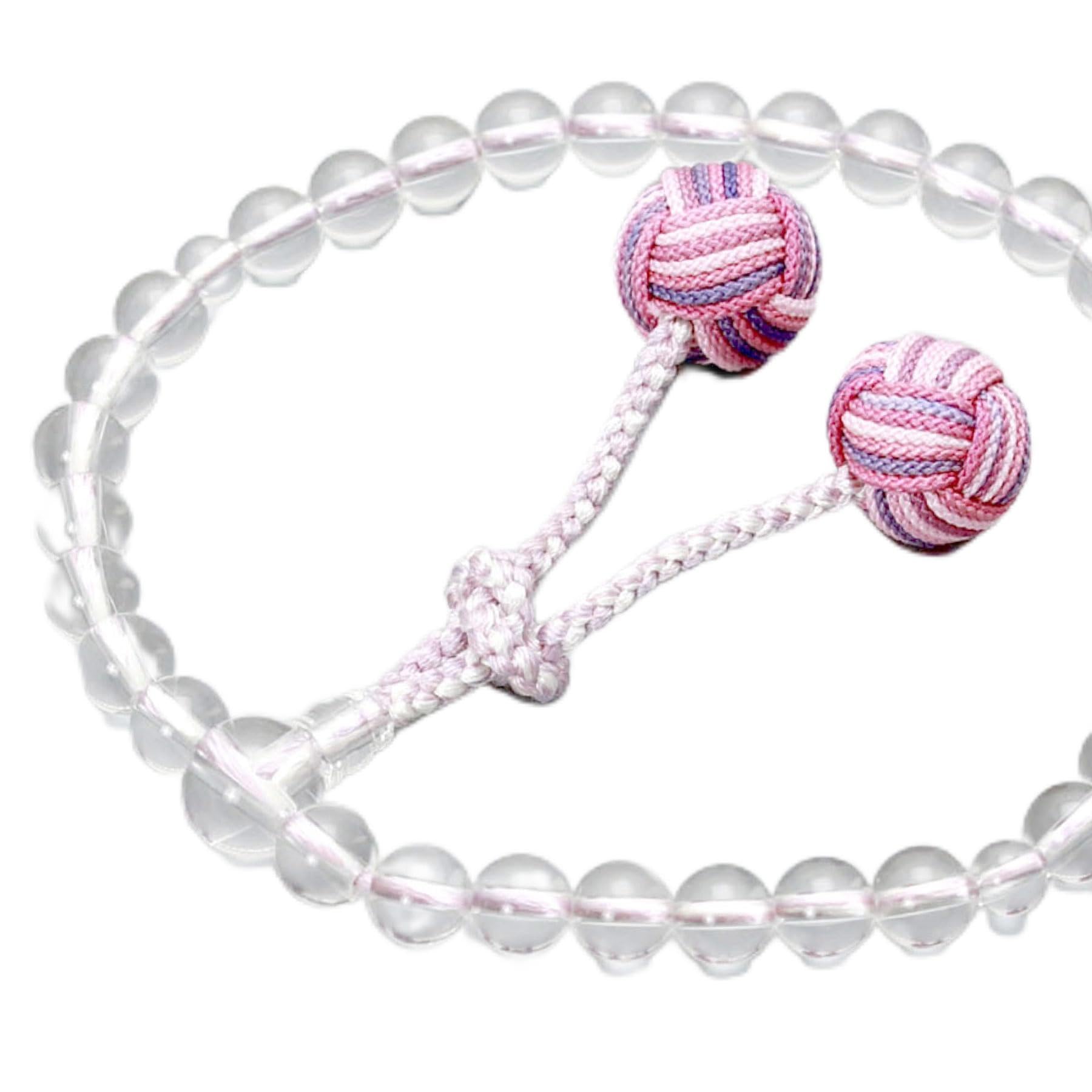 

Women s Buddhist Prayer Beads, Kyoto Style, Crystal Odamaki, Peach Coloring, Suitable for All Sects, Ideal for Informal Funerals, Buddhist Altars,