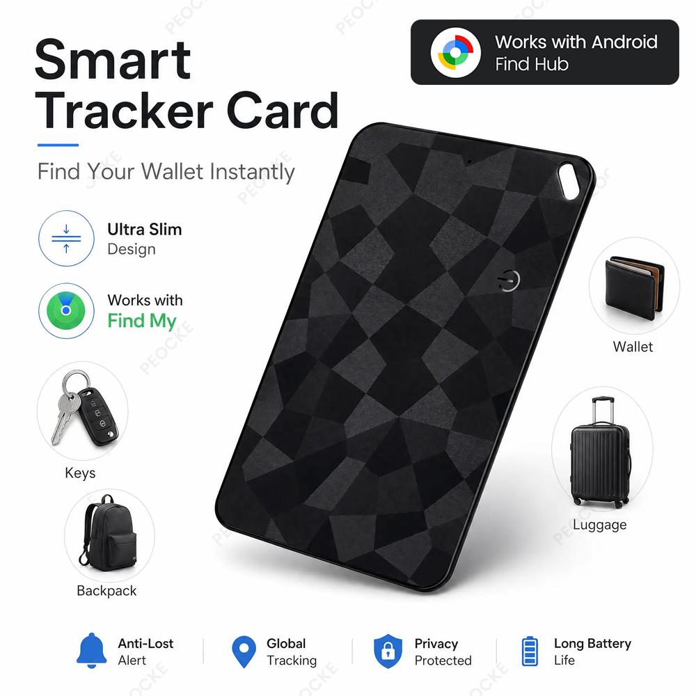 Smart Tag Wallet Tracker Card Dual System Anti-Lost GPS Tracker Item Finder Compatible With Google Find Hub Apple Find My