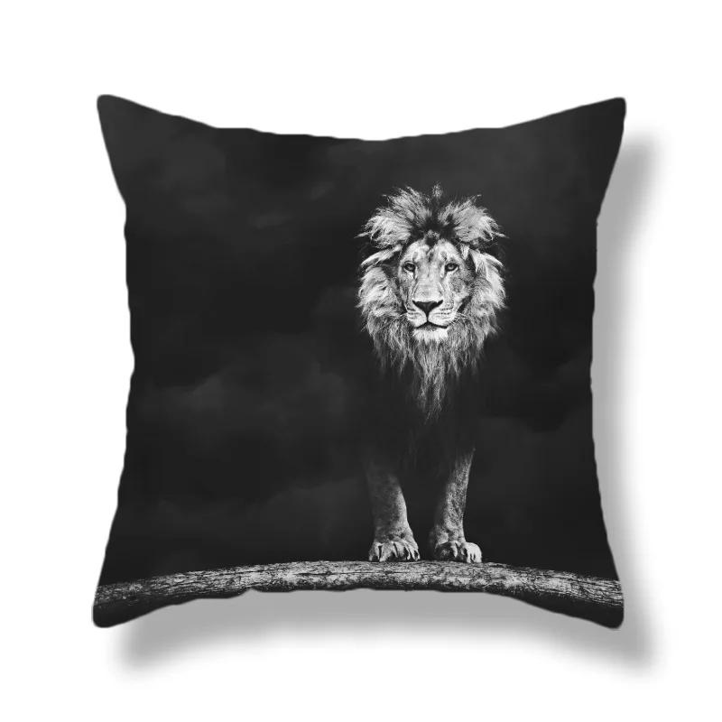 

45X45CM Wild Animal Lion Tiger Print Pattern Cushion Cover Home Living Room Sofa Decorative Pillow 12x12Inch