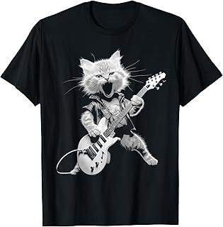 Unisexs Rock Cat Pattern Short Sleeve TShirts Funny 3D Guitar Cat Print Casual T Shirt Outdoor Unisex Unisex Y2k Tops Summer Clothing