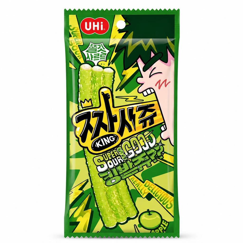 YEM Green Apple Sour Strip Gummy Candy 40g