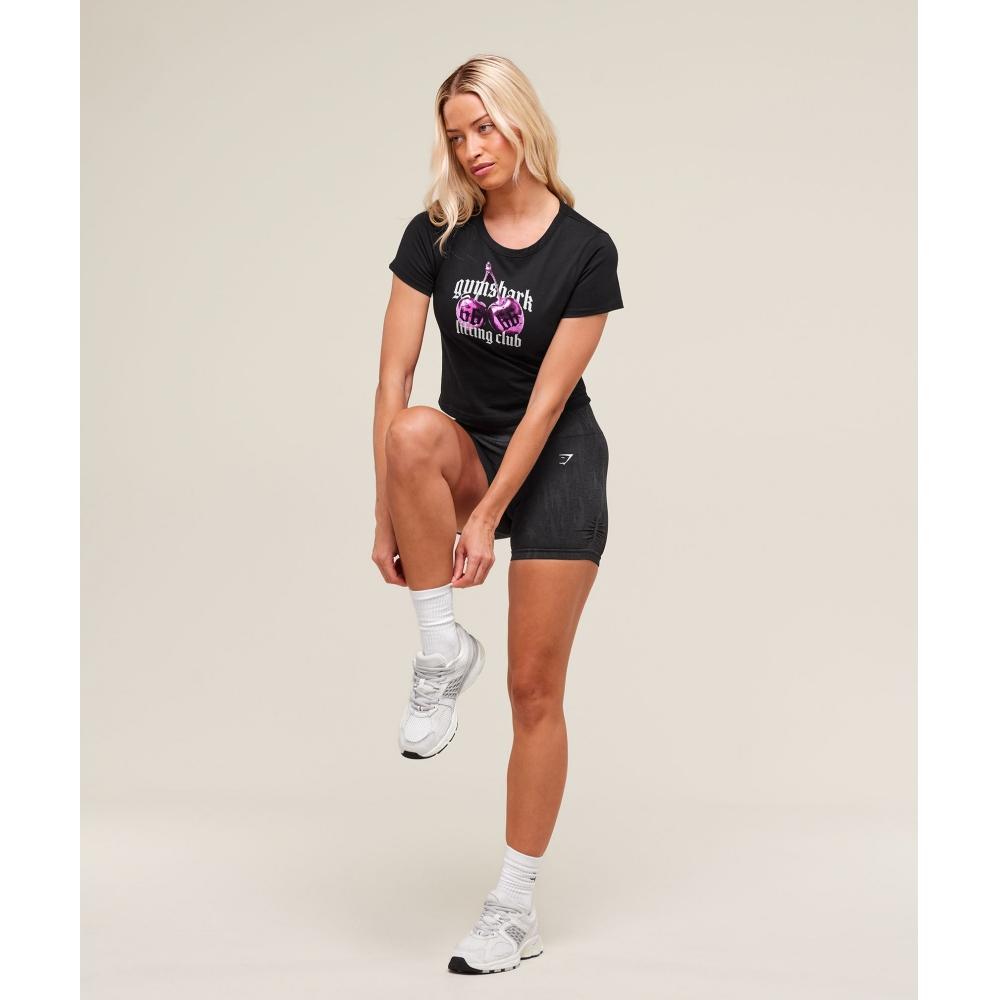 Gymshark Cherry Graphic Baby Tee Black B3c9u Bb2j