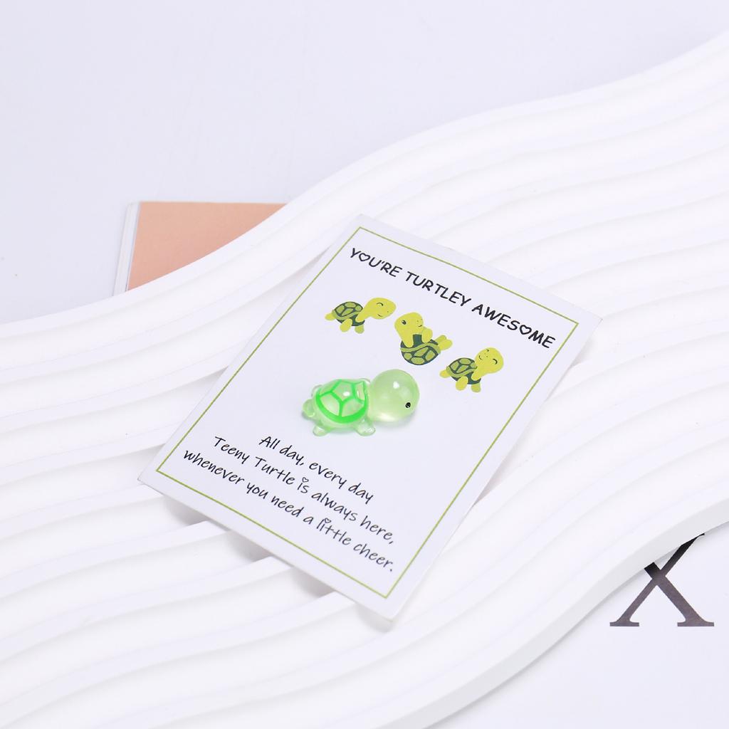 Mini Tortoise Toy Pocket Hug Turtle Card Emotional Support Sea Turtle Ornament with Greeting Card Keepsake Gift