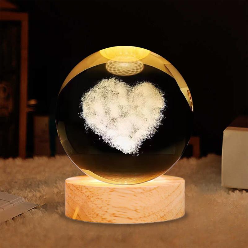 Crystal Luminous Global Ball Decoration Star Walk Night Light Usb Direct Insertion