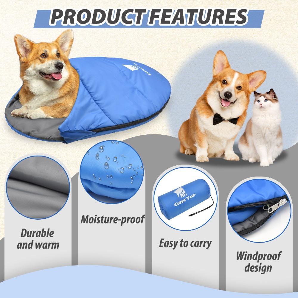 Outdoor Camping Pet Sleeping Bag Warm Waterproof Winter Pet Sleeping Bag Portable Dog Beds Lightweight Dog Accessories Supplies
