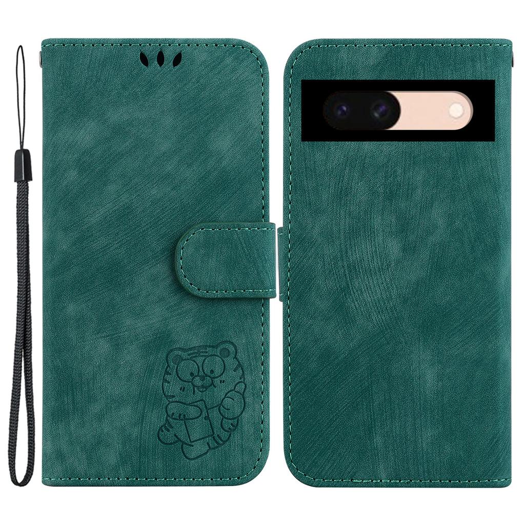For Google Pixel 8a Case Cute Tiger Imprinted Leather Full Protection Phone Cover