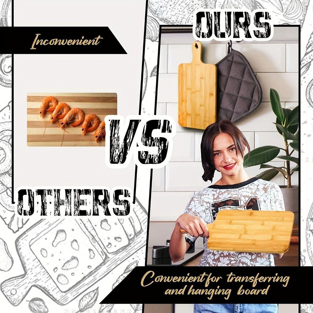 With Handle Bamboo Cutting Board Nonstick Wooden Pizza Paddle Thicken Food Serving Plate Kitchen