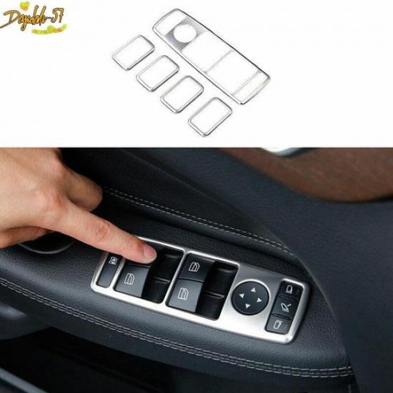 Silver Titanium Door Window Lifting Panel Cover Trim Fit For Benz GLE 2016-