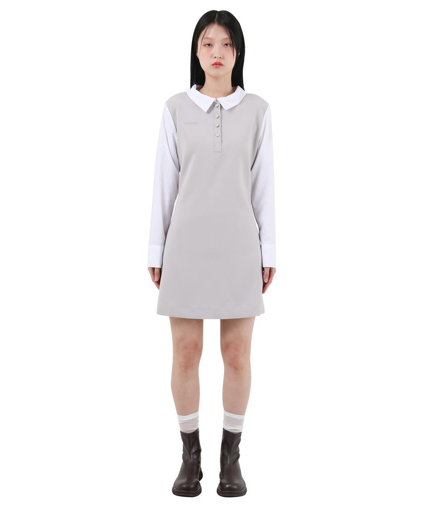 Catharsis Contrast Corset Collar Dress Beige One Size