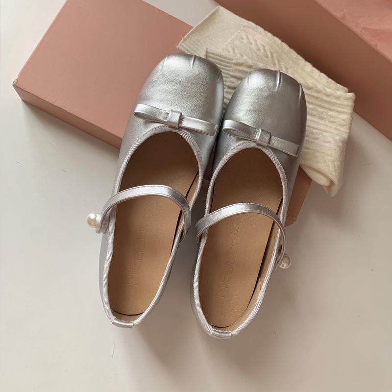 2025 early spring new fairy style with skirt retro Mary Jane shoes women silver inner height increase word belt single shoes women