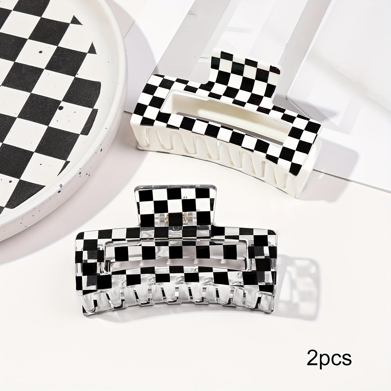 

Elegant Plaid Pattern Hair Claw Clips, Fashionable Shark Clip Hair Accessories for Women