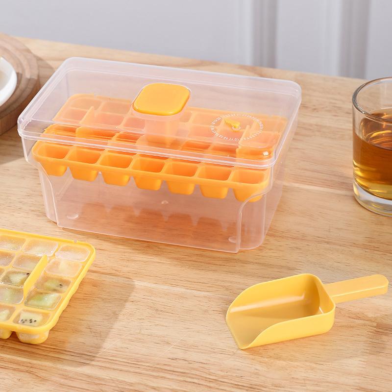 34/68 Compartments Ice Cube Mould Press Type With Lid Home Ice Box Ice Tool Freezer Ice Cube Maker Gifts