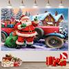 Merry Christmas Background Santa Claus With Car Motorcycle Sending Gifts Flag Banner Indoor Outdoor Party Christmas Decoration
