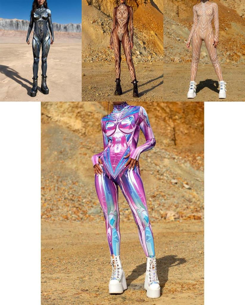 Body pentru adulți Halloween cu imprimeu digital 3D și țesătură elastică pentru Cosplay și Petrecere