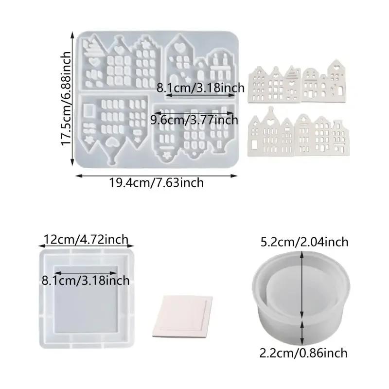 1set Silicone House Molds,Hollowed-Out Castle Shaped Design,Tealight Candle Holder Molds for Concrete Casting,Home Decoration