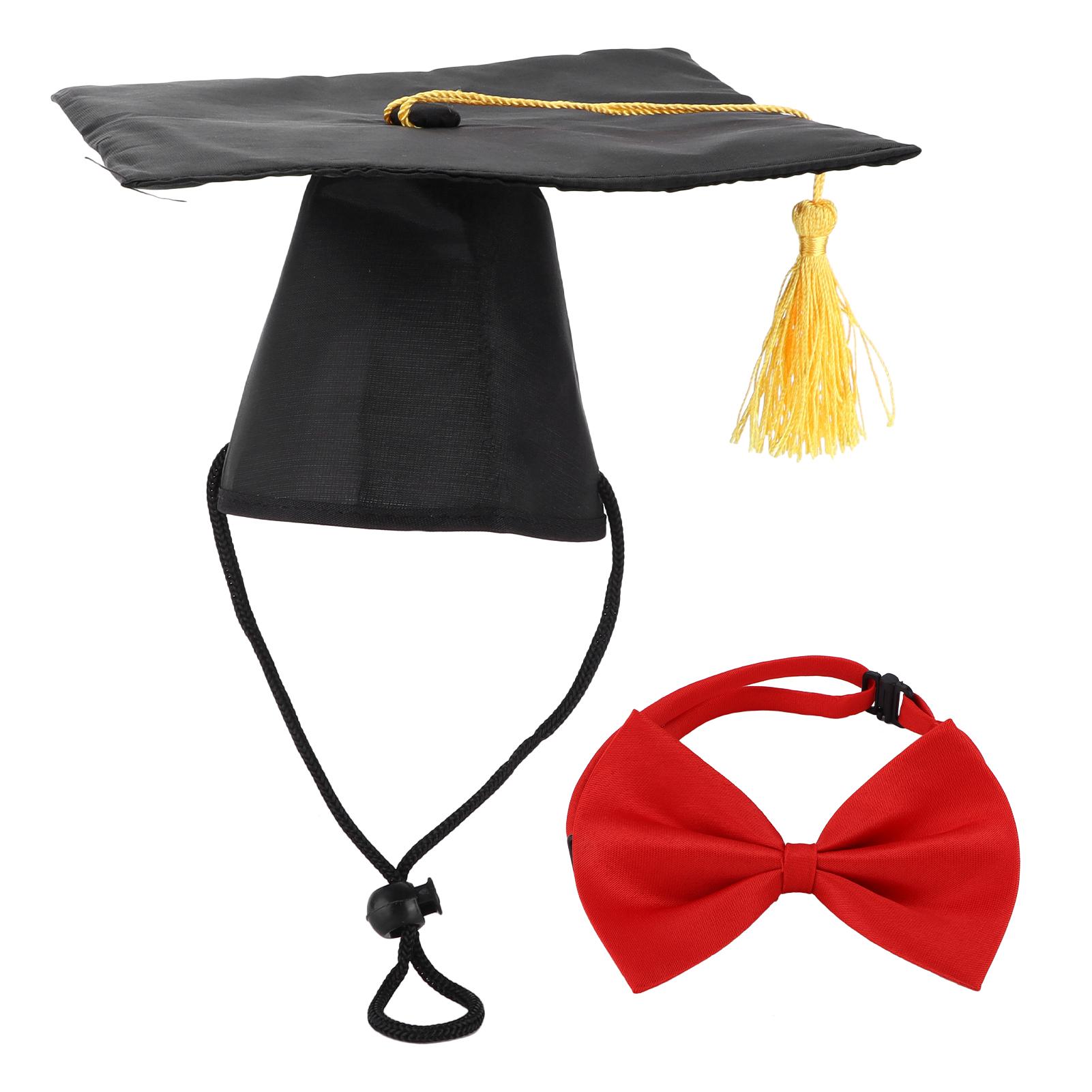 

Выпускные шапочки для домашних животных с галстуком-бабочкой и ошейником Выпускные шапочки для собак и мелких домашних животных Red