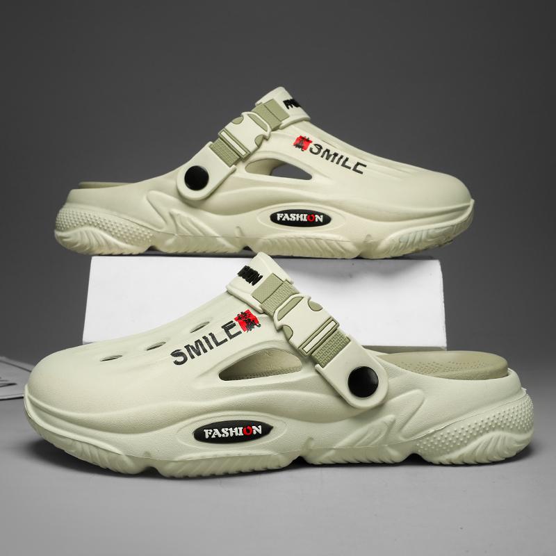 Fashion Mens Summer Beach Sandals Unisex Casual Garden Clogs Outdoor Wide Toe Cross Sandals for Ladies Non Slip House Shower Slippers